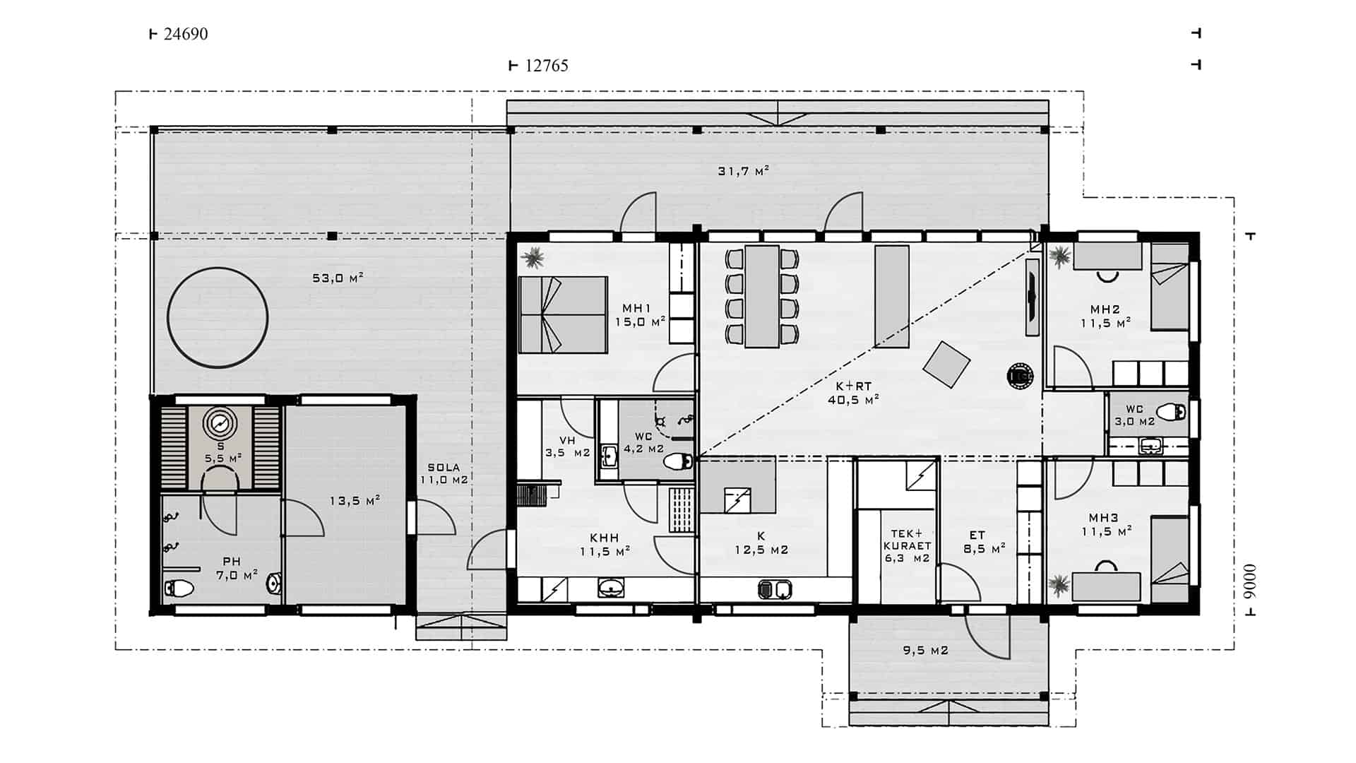 Дом из бруса 25×9 м Дом из бруса 25×9 м